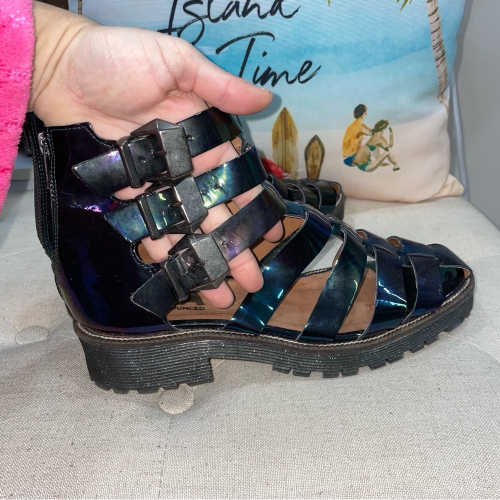 TBA To Be Announced Black Tornasol Strappy Back Zip Heel Boots Size 40 - Picture 6 of 10